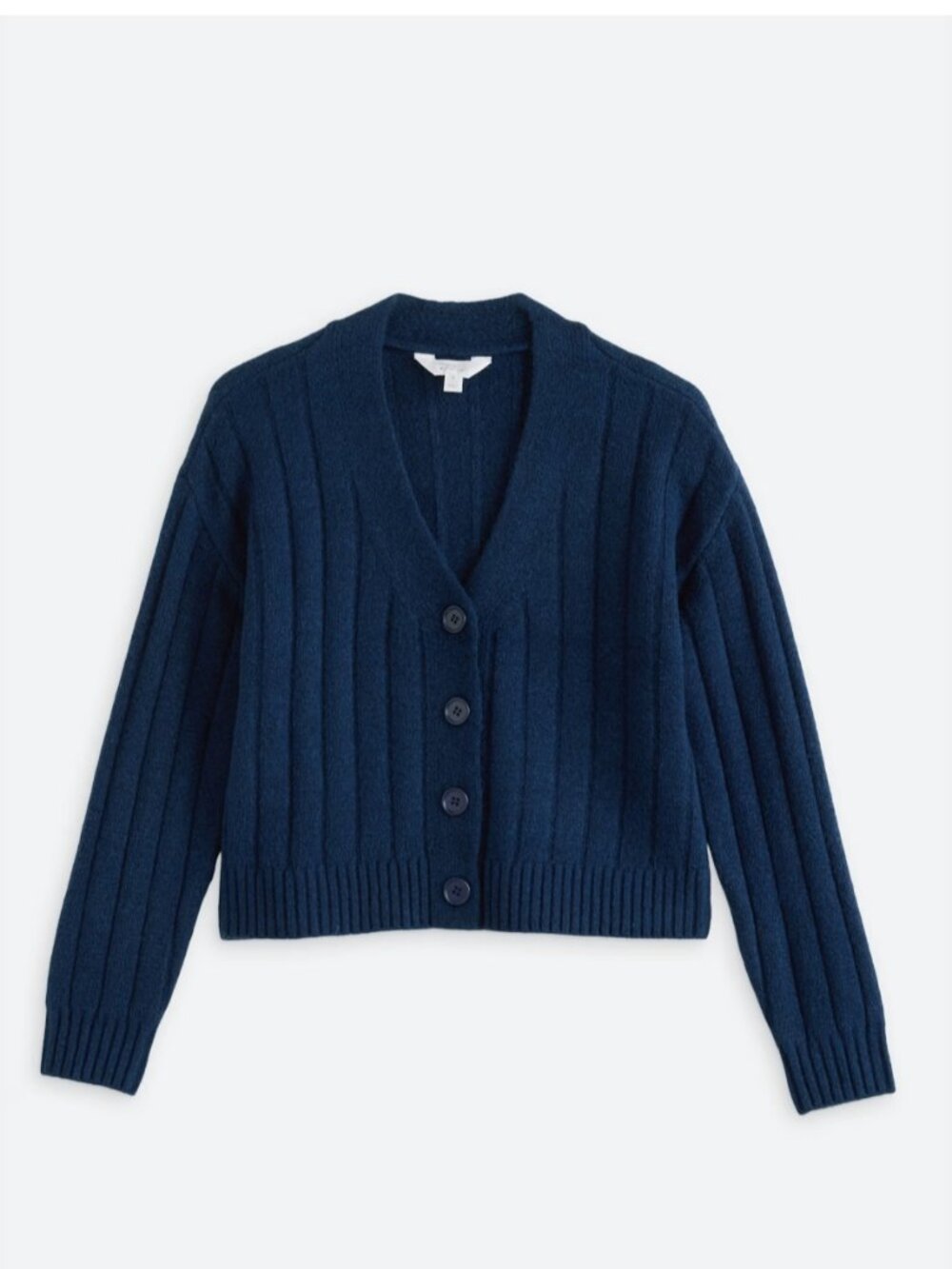 Market & Spruce Charlie Wide Rib Cropped Sweater Navy Size S NWT